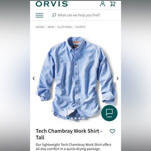 Orvis Tech Chambray Work Shirt, Large TALL